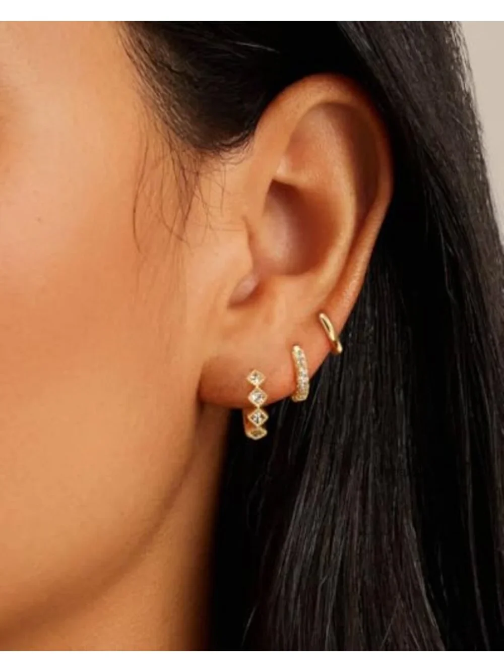 14K Gold Plated Chunky Hoop Earrings Set, Hypoallergenic Cubic Zirconia Studs